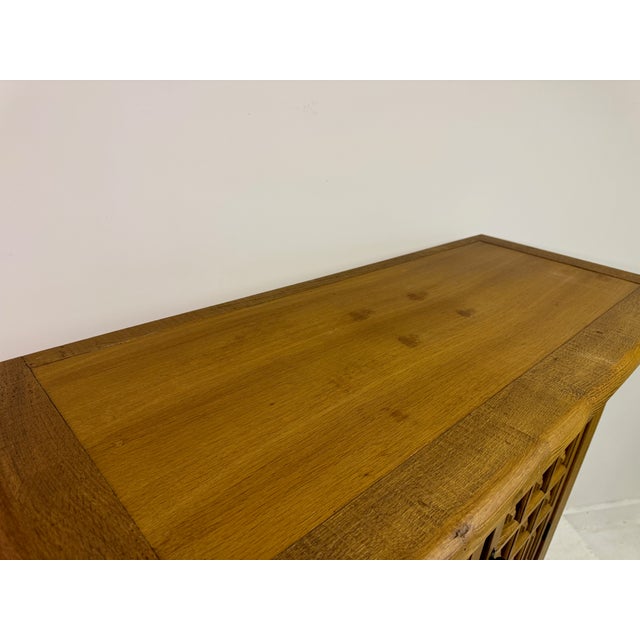 VintageSpanish Style Brutalist Cabinet in Carved Oak, 1970s For Sale - Image 9 of 12