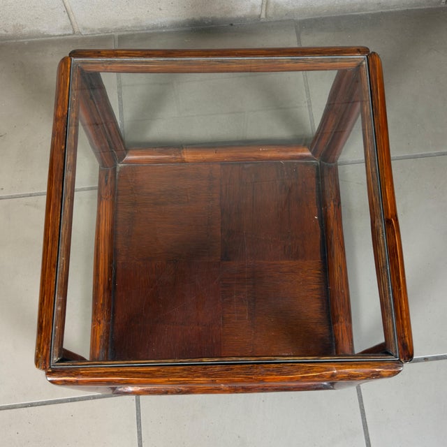 Vintage Italian Square Coffee Table in Wood and Glass, Double Top, 1960s For Sale - Image 4 of 9