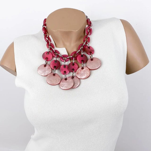 Metal Dominique Denaive Paris Pink Resin Choker Necklace with Charms For Sale - Image 7 of 14