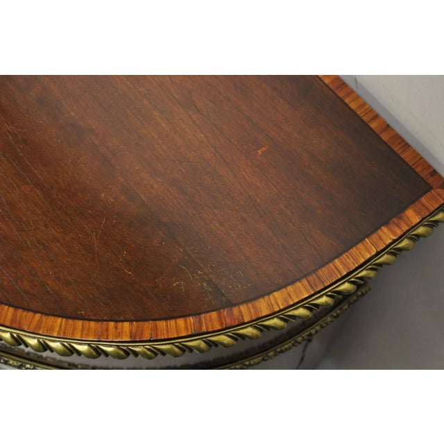 Wood Antique French Louis XVI Style Mahogany Bow Front Bombe Buffet Commode Chest For Sale - Image 7 of 12