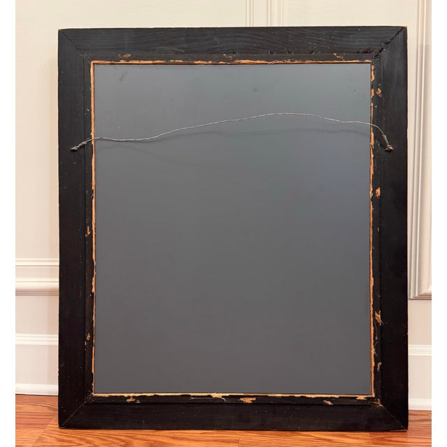 Vintage Rococo Walnut Solid Wood & Black Linen Mat Wall MIrror For Sale - Image 12 of 12