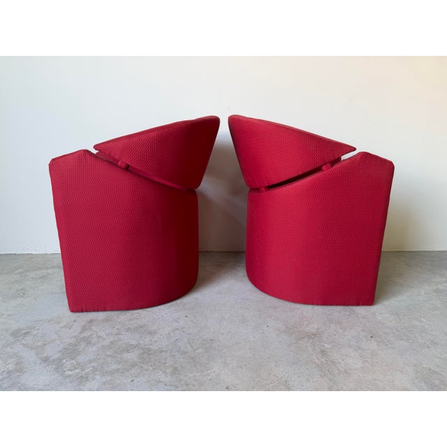 Italian Postmodern Matteo Grassi–Style Red Upholstered Accent Chairs – A Pair For Sale In Miami - Image 6 of 12