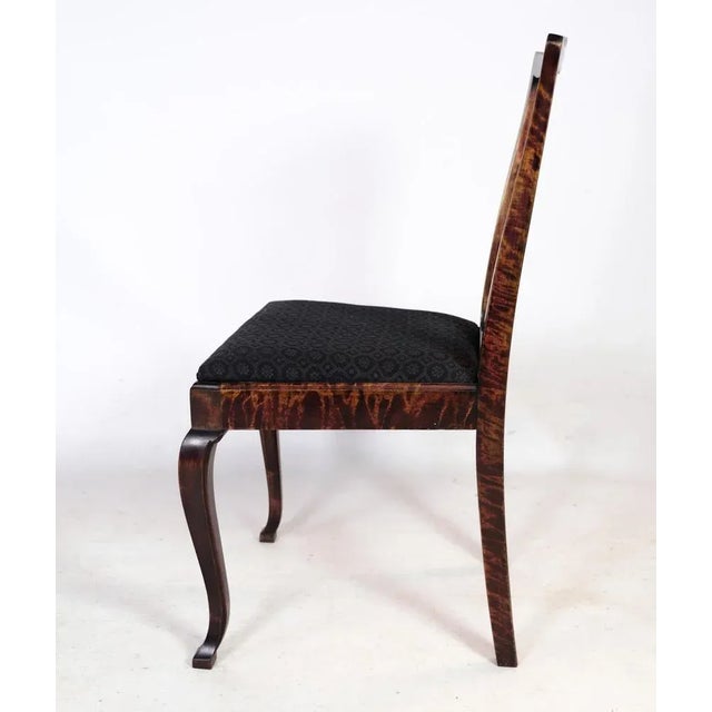 1920s Dining Room Chairs in Mahogany & Black Patterned Fabric, 1920s, Set of 4 For Sale - Image 5 of 10