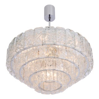 Large Ice Glass Tubes Chandelier by Doria, Germany, 1960s For Sale