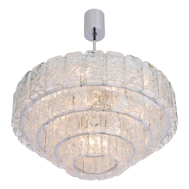 Large Ice Glass Tubes Chandelier by Doria, Germany, 1960s For Sale