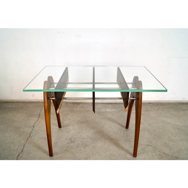 2020s Mid-Century Modern Style Hand Crafted Walnut & Rosewood Side Table For Sale - Image 5 of 12