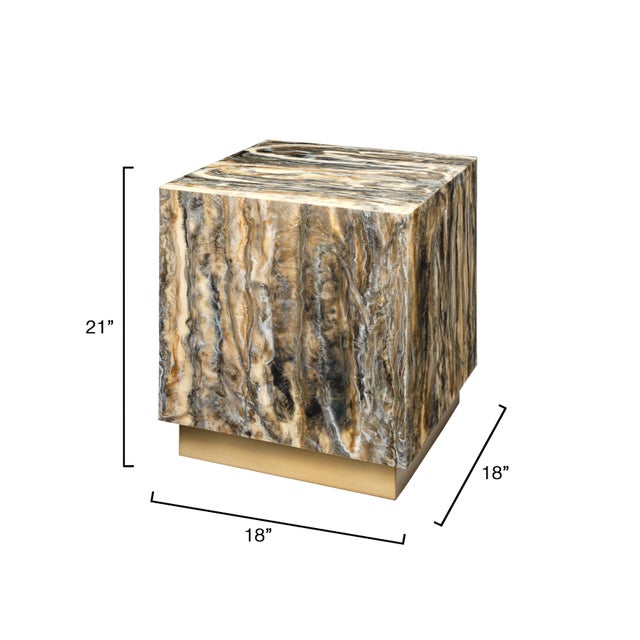 Modern Cube Side Table, Dripped Resin For Sale - Image 3 of 6
