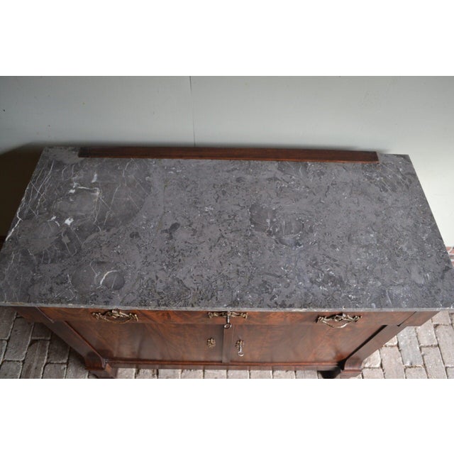 Wood Empire Mahogany Folding Buffet with Marble Top For Sale - Image 7 of 9