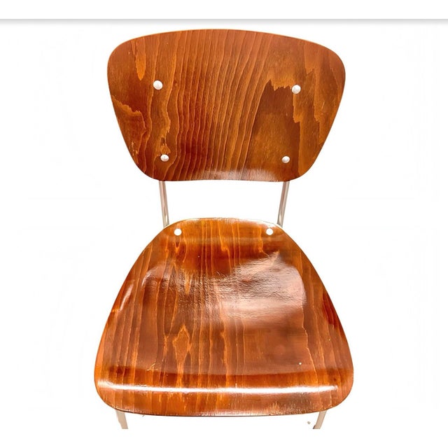 Mid-Century Modern Minimalist First Edition Aluflex Stackable Folding Chairs from Armin Wirth, Switzerland, 1950s, Set of 4 For Sale - Image 12 of 18