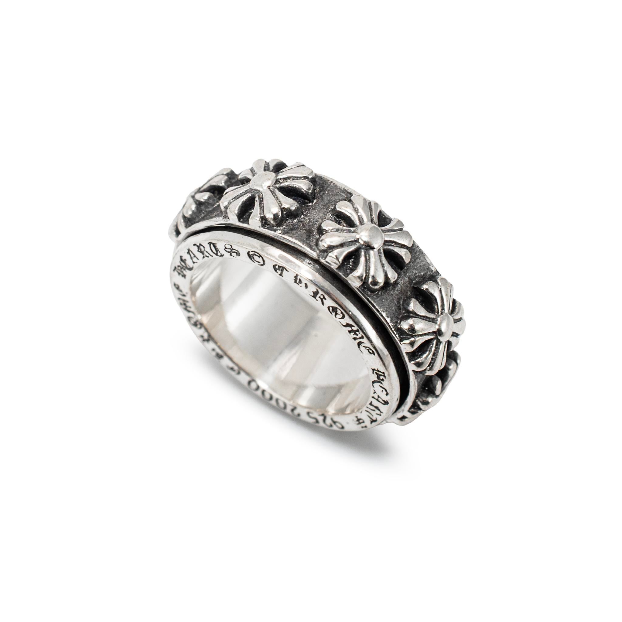 Men's Chrome Hearts 925 Sterling Silver Spinner Ch X Band Ring