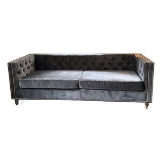 Room Service Tufted Gray Sofa For Sale