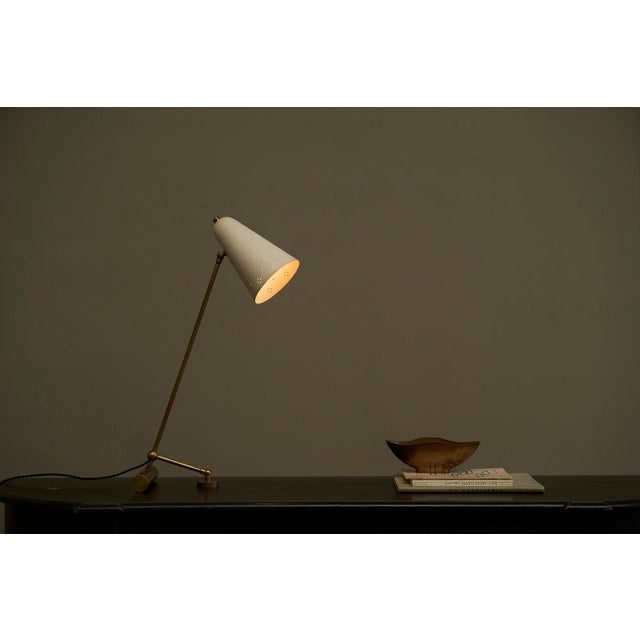 Mid-Century Modern Adjustable Table Lamp with Perforated Shade, 1950s For Sale - Image 9 of 13