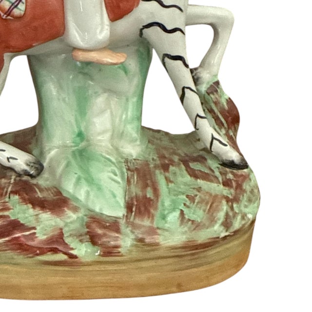 Vintage English Staffordshire Style Equestrian Figure With Zebra-Striped Horse, C. 1920s–40s For Sale In Los Angeles - Image 6 of 8