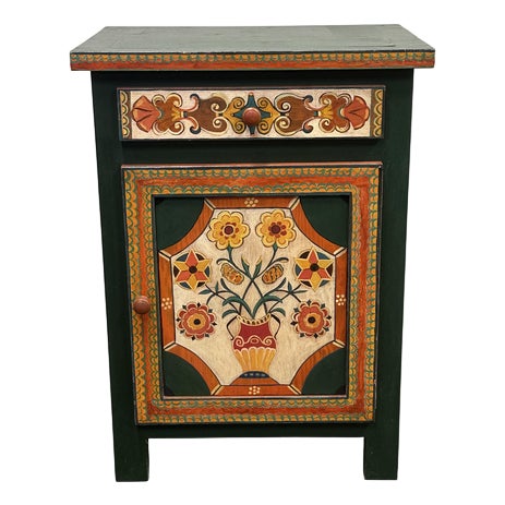 Large Provençal Folk Art Hand-Painted Cabinet, 1970s For Sale