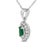 Contemporary 14K White Gold Oval Green Emerald and Diamond Halo Pendant Necklace - 18" Inches For Sale - Image 3 of 5