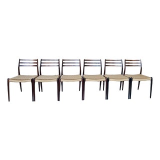 First Edition Rosewood Model 78 Dining Chairs by Niels Møller, 1962-1970, Set of 6 For Sale