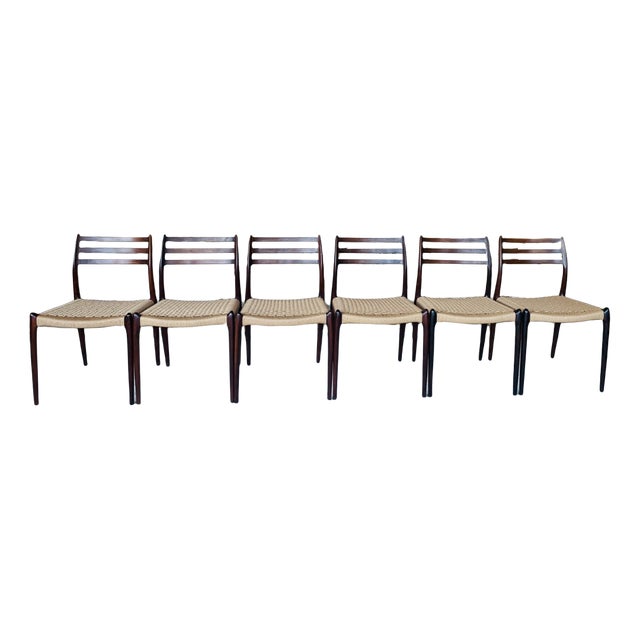 First Edition Rosewood Model 78 Dining Chairs by Niels Møller, 1962-1970, Set of 6 For Sale