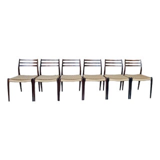 Rosewood First Edition Model 78 Dining Chairs from Niels Møller, 1960s, Set of 6 For Sale