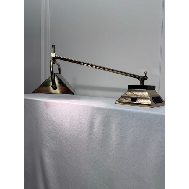 Brass Vintage Traditional Patinated Brass and Black Marble Tabletop Adjustable Desk Lamp For Sale - Image 8 of 12