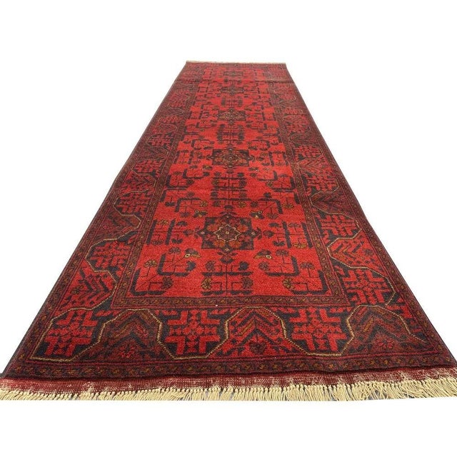 Fine Quality Hand Knotted Afghan Khal Mohammadi Wool Area Runner Rug 9.8 X 2.9 Ft For Sale In Miami - Image 6 of 13