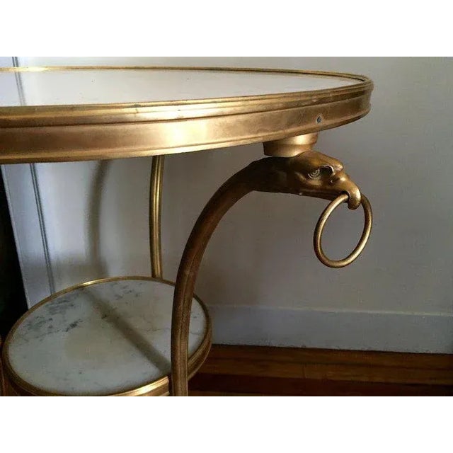 French Antique French Gilt Bronze and White Marble Round Gueridon Table For Sale - Image 3 of 11