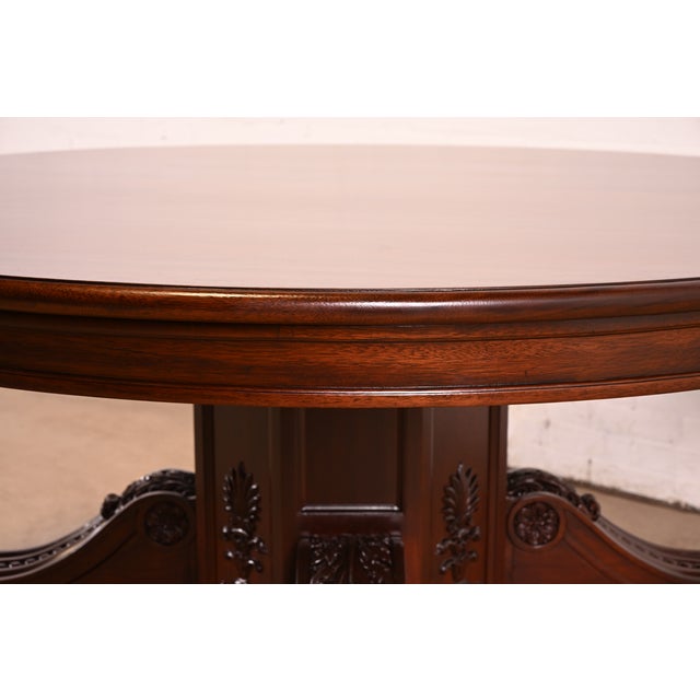 Brown R. J. Horner Style Antique Victorian Carved Mahogany Pedestal Dining Table, Newly Refinished For Sale - Image 8 of 12