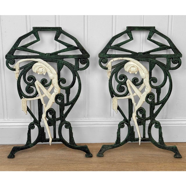 Art Deco Vintage Art Deco Architectural Figural Jester Bench Sides - A Pair For Sale - Image 3 of 7