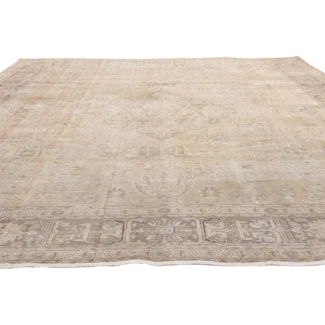 Rustic Early 20th Century Distressed Antique Persian Tabriz Rug - 08'01 X 11'02 For Sale - Image 3 of 9