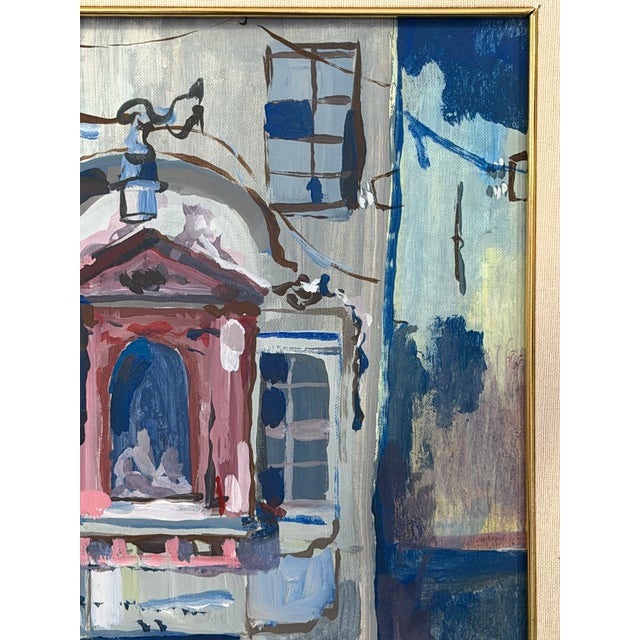 Vintage Mediterranean Architectural Oil Painting, Signed Ferrero For Sale In New York - Image 6 of 7