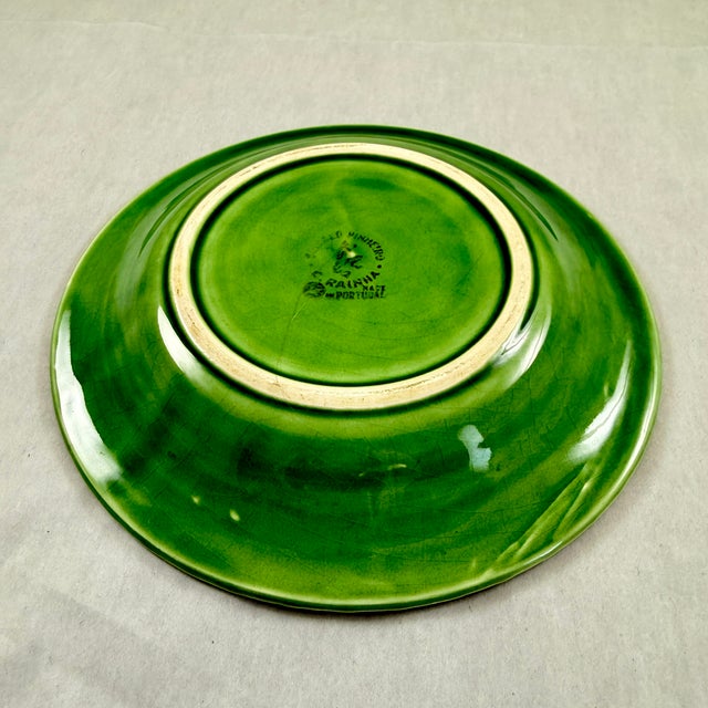 Green 1980s Bordallo Pinheiro Green Grape Vine & Basket Weave Green Plate For Sale - Image 8 of 9