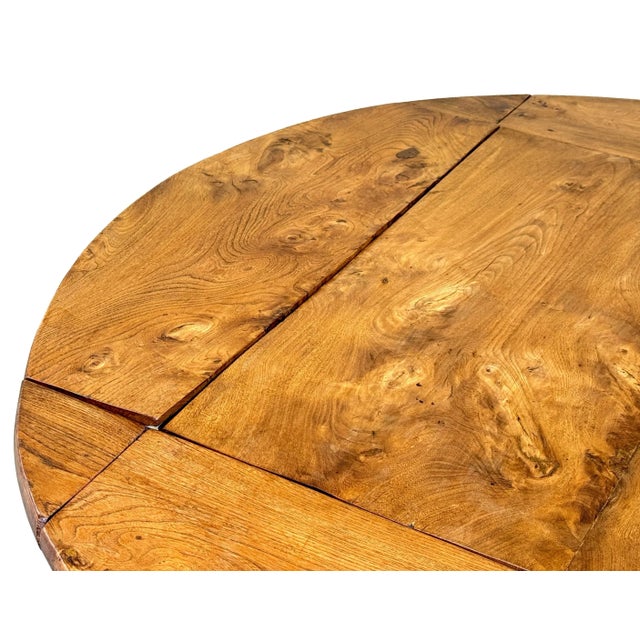 An Extremely Unusual And Very Rare Mid 19th Century Figured Elm French Provincial Drop Leaf Extending Centre Table,...