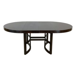 Ebonized Mahogany Round Extension Dining Table, Attributed to Paul Frankl for John Stuart For Sale