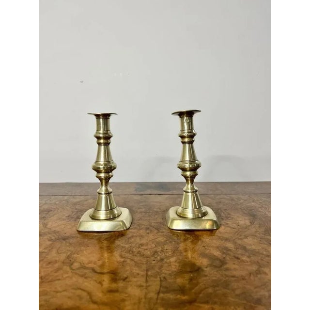 Mid 19th Century Antique Victorian Brass Candlesticks, 1860s, Set of 2 For Sale - Image 5 of 5