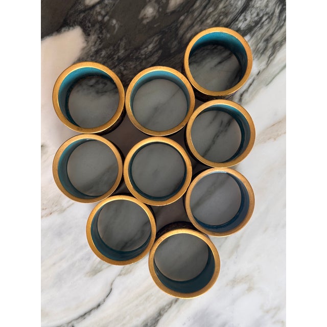 Cloisonné Enameled Napkin Rings Set of 8 + 1 For Sale - Image 11 of 15