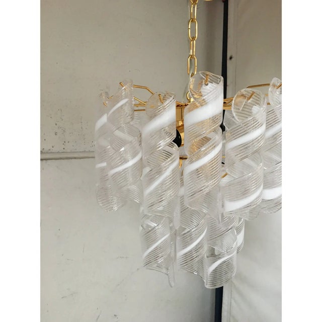 Metal Murano Glass Virgola Chandelier in Venini Style, Multicolor For Sale - Image 7 of 12
