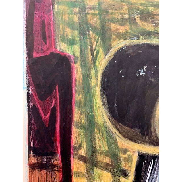 Black Oil Pastel and Gouache Painting, Figurative, Circa 1950s, 14x17 Nyc Artist For Sale - Image 8 of 8