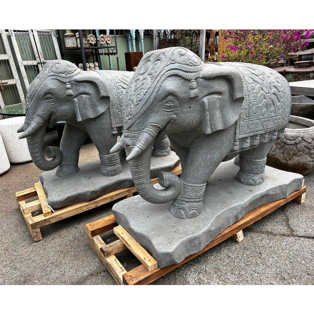 Vintage Stone Carved Elephant Statue For Sale - Image 11 of 11