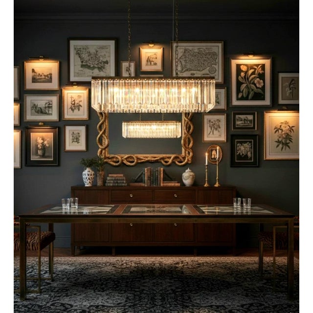 1980s Vintage Mastercraft Style Huge Fretwork Brass Glass Dark Wood Extension Dining Room Table For Sale - Image 9 of 17