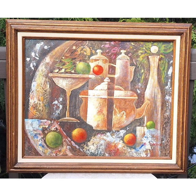 mos202629.99 Folk Art Abstract Still Life Oil Painting For Sale - Image 12 of 12