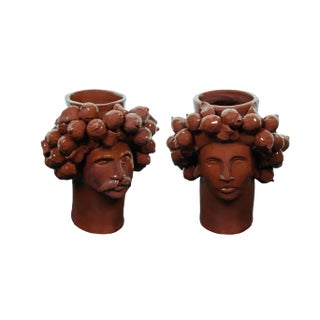 Must of Casteldaccia Solimano and Roxelana Citrus Ceramic Vase from Crita, Set of 2 For Sale