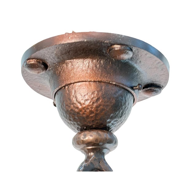 Arts & Crafts 1910s Arts and Crafts 5 Light With Four Lanterns and Mica Dome Bottom Light For Sale - Image 3 of 16