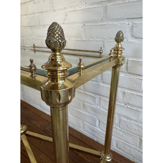1970s Vintage Handcrafted Small Brass Console/End Table With Beveled ...