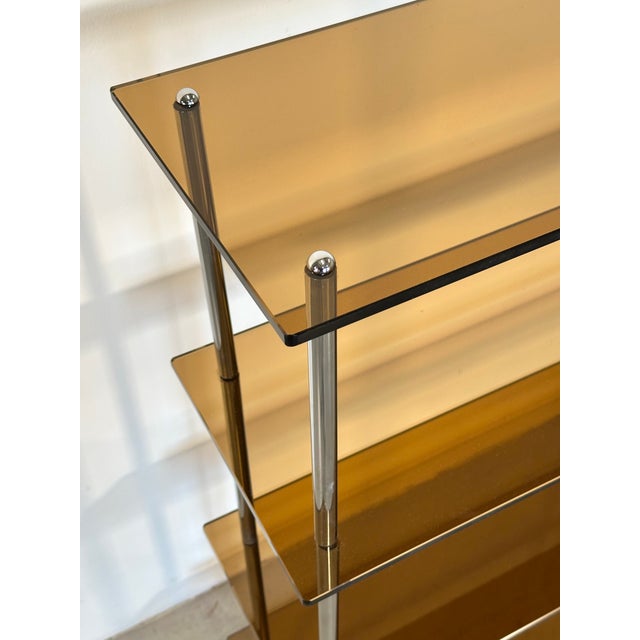 Vintage Glass and Steel Shelf, 1970s For Sale - Image 6 of 9