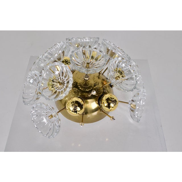 Metal Sputnik Dandelion Ceiling Light in Glass and Brass, 1960s For Sale - Image 7 of 8