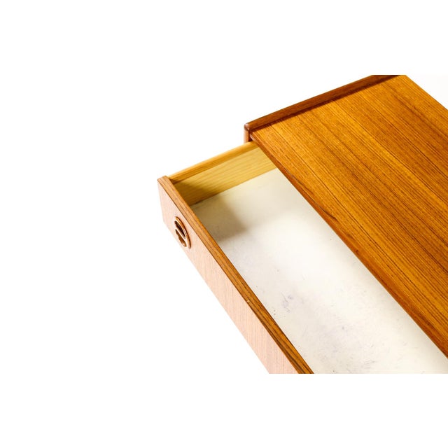 1960s Danish Modern Mid Century Teak Low Entry Table Console — Single Drawer For Sale In Los Angeles - Image 6 of 8