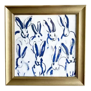 Bunny Hop Art Framed Original Painting by Tatiana Duperault