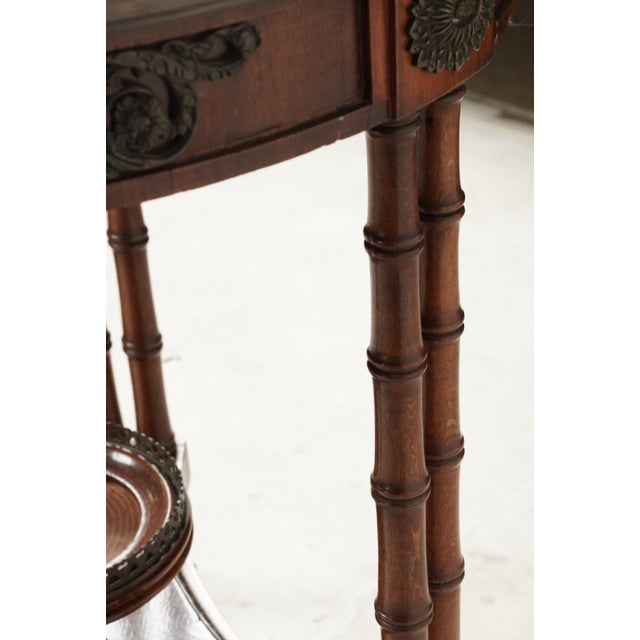 Vintage Mahogany With Marquety Brass Tooling Top and Mounts Occasional Table For Sale - Image 10 of 12