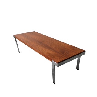 Modernist Mid Century Rosewood and Chrome Coffee Table For Sale