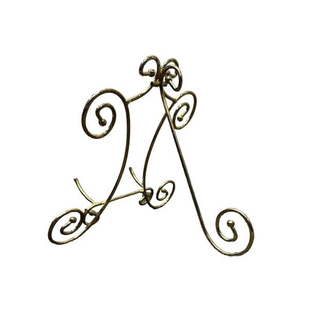 Brass Vintage Brass Gold Metal Bamboo Picture Stand Easels- Set of 3 For Sale - Image 8 of 10