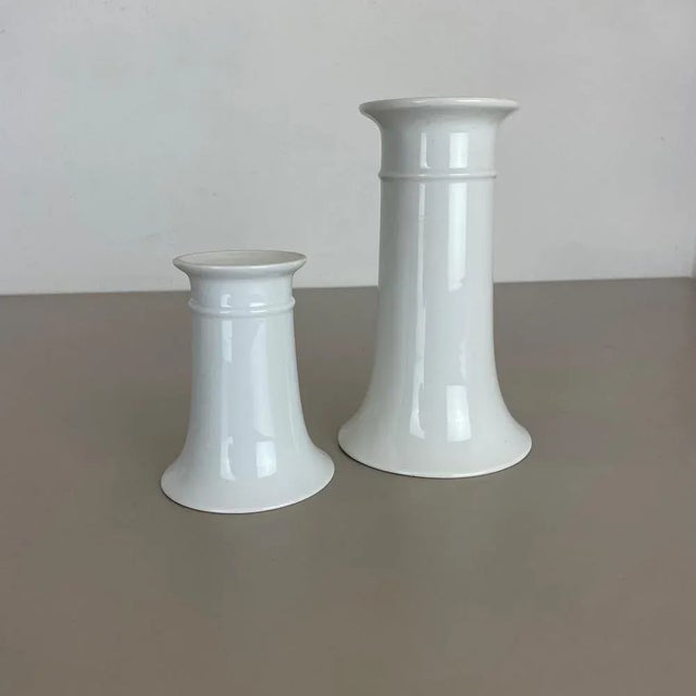 Op Art German White Porcelain Vases by Ak Kaiser, 1970s, Set of 2 For Sale - Image 18 of 18